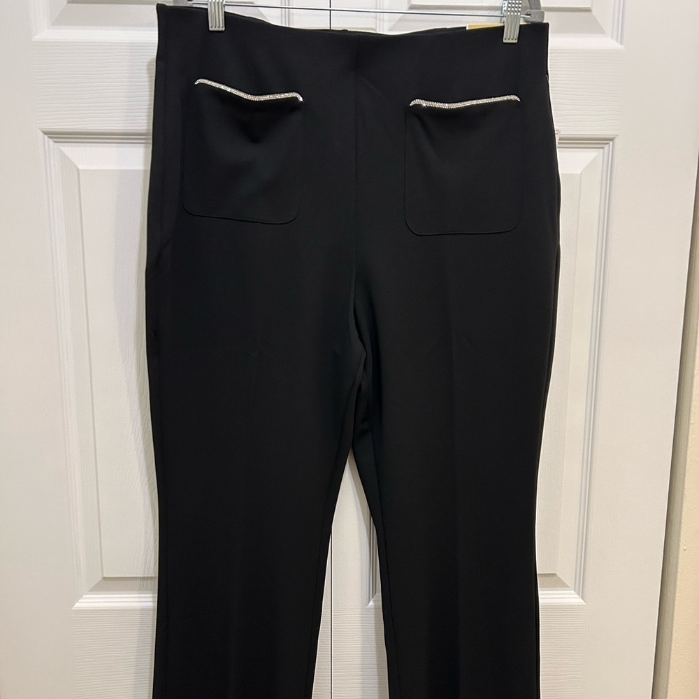 Michael Kors Black Women's Trousers with Silver Accents   (New)
